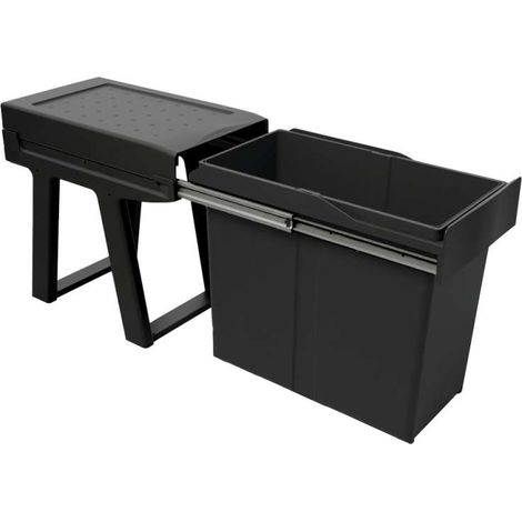 Poubelle coulissante 30L 1 seau – Acier et polypropylène – Profondeur 450 mm – Largeur 257 mm – Couvercle amovible pour nettoyage facile – Gollinucci
