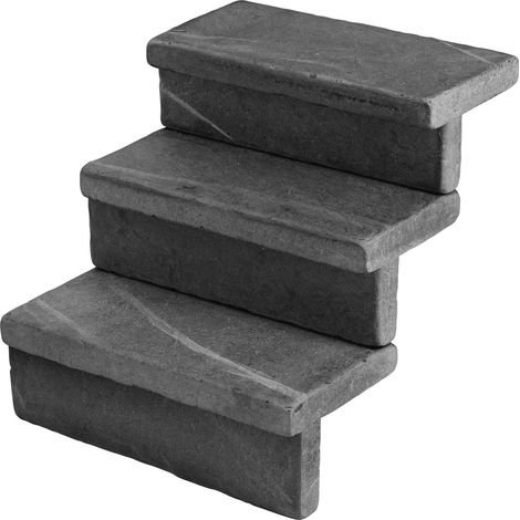 Dessus de marche Ardoise Noire Vieillie 60x30x6 cm Bord Droit (à l'unité) - RO'MA NATURE (1/4)