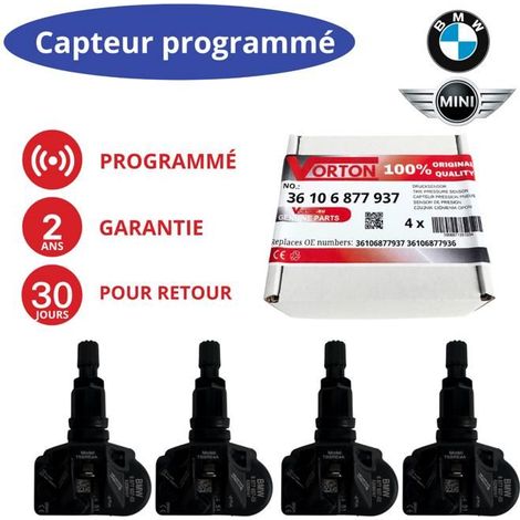 Pacchetto di 4 sensori di pressione pneumatici TPMS BMW 433 MHz preprogrammati - compatibili con X1/X2/X3/X5/X6/X7/iX/i4/i5/Z4