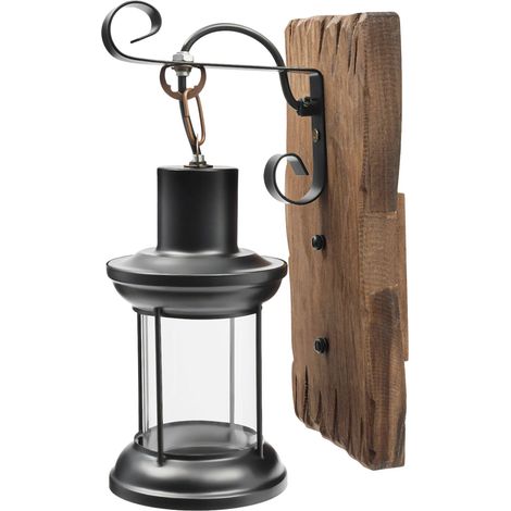 Retro Industriell Garten Wandlampe Vintage Holz Wandleuchte Wand Licht 220V