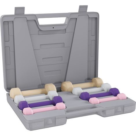 Set di 4 paia di manubri in ferro con valigetta da 0,5 kg a 2 kg (1/3)