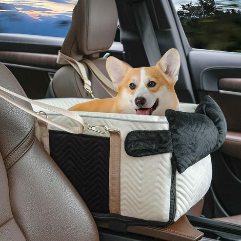 Welpenautositz, verstellbare, tragbare Mittelkonsole, herausnehmbarer Katzenautositz, knicksicherer, gepolsterter Sicherheitsgurt für Kätzchen bis zu 7 kg