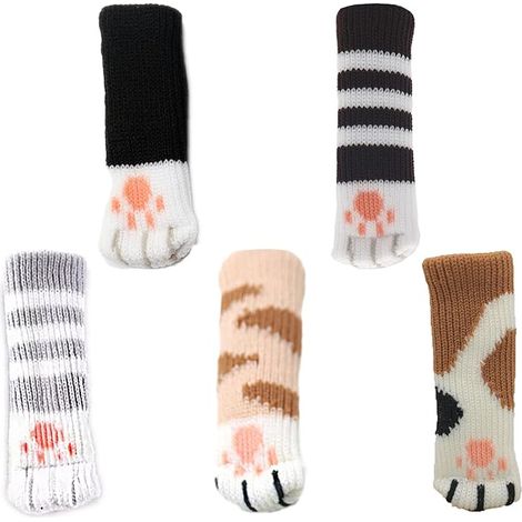 Lot de 20 chaussettes antidérapantes pour chaises, motif chat mignon, idéales pour protéger les pieds de meubles (table, bureau, canapé, lit, armoire, etc.) et vos sols. (1/5)