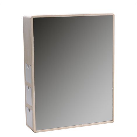 Specchio in legno con cassettini laterealicm 35x10xh45