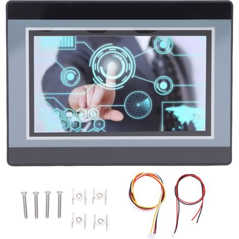 Écran tactile LCD TFT HMI PLC 7 pouces, sortie de relais 24 entrées, comptage à grande vitesse, 9.6-115.2Kb, téléchargement, contrôleur logique Programmable (1/5)