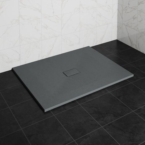 NRG 1400 x 1000mm SMC Anthracite Rectangle Slate Effect Bathroom Shower Tray