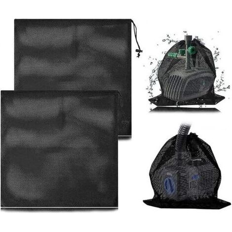 Sac en maille de pompe 2 pièces, sac filtrant de pompe en maille, sac de protection de pompe avec cordon de serrage pour filtre de piscine Bio (45X45 Cm) (1/5)