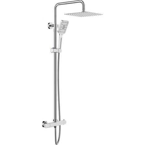 Duschsystem mit Thermostat
3 Strahlart(en), komplett-set, 92-126 cm Duschstangen Edelstahl Duschamaturenset Wassersparend