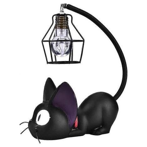 Veilleuse chat - Lampe de table mignonne, lampe artisanale en résine, décoration de table, cadeau (couleur : yeux noirs) (1/5)
