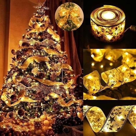 Guirlande Lumineuses à Ruban Brillant 10M 100LEDs, Ruban Sapin Noël LED,Guirlande Decorative de Noël Nouvel ruban doré bla ENEVAOCT (1/4)