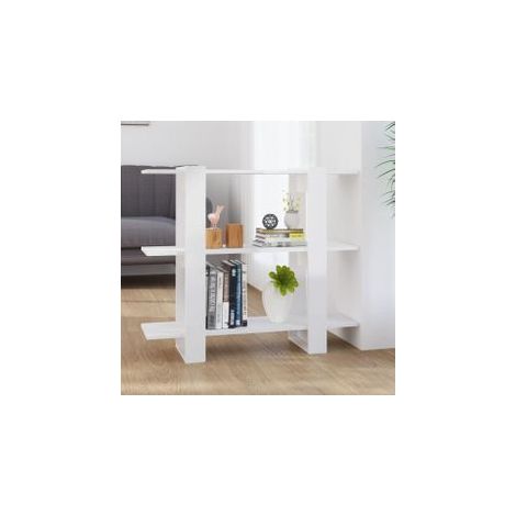 Bibliothèque-Séparateur de pièce Blanc brillant 100x30x87 (1/5)
