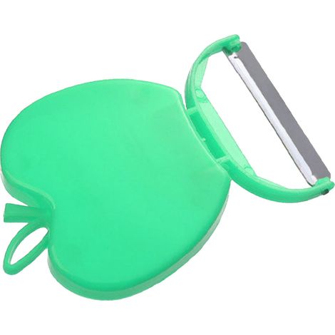 Éplucheur à pommes de terre pliable en forme de pomme, facile à utiliser et polyvalent, idéal pour les légumes et les fruits, en cuisine et à la maison. Vert. (1/5)