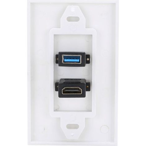 Prise Murale HDMI USB3.0 - Panneau Multimédia Deux-en-Un Pour Installation Murale - Version HDMI 1.4 - 75 x 115 mm - 1 Pièce (1/5)