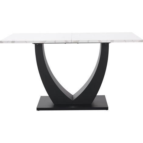 Tavolo da pranzo moderno 140 x 75 cm in MDF e metallo effetto marmo bianco e nero (1/5)