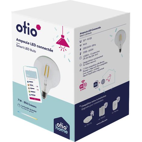 Ampoule connectée WIFI ronde LED Design G125 E27 7W - Otio