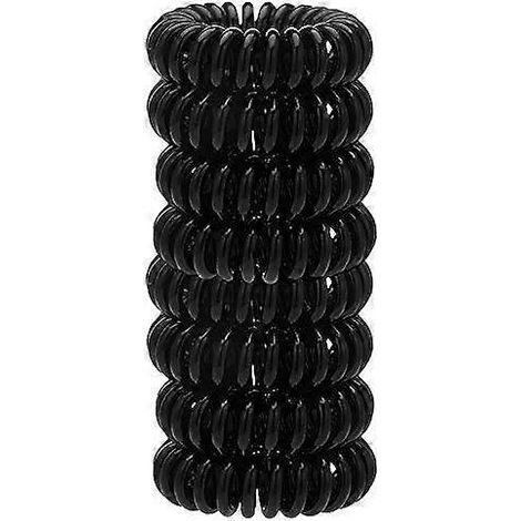 Élastiques à cheveux en spirale, élastiques à cheveux enroulés, élastiques à cheveux en cordon de téléphone, élastiques à cheveux pour queue de cheval sans pli, bandeau - 9 pièces (noir) (1/4)