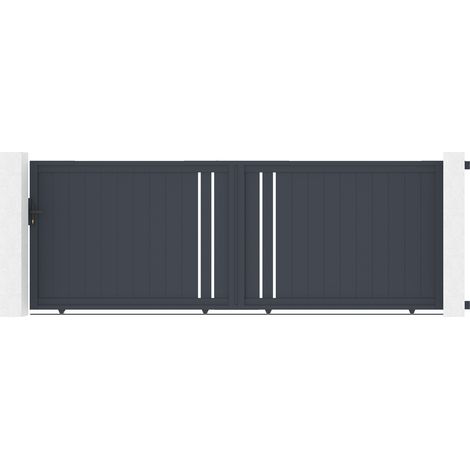 Casanoov – Portail coulissant aluminium 4m H.142 – Gris anthracite RAL 7016 – Dimensions optimisées pour sécurité et esthétique – Installation facile (1/5)