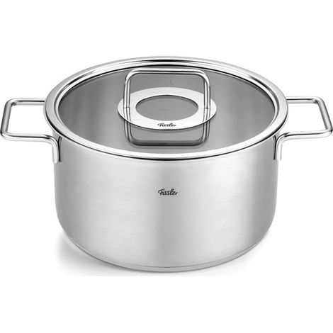 Fissler Pentola Acciaio Inox 24 cm 5.7 Litri con Coperchio Vetro Pure Collection
