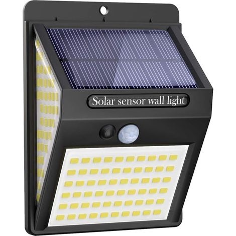 140 LED Lampes Solaires de Sécurité Extérieures, Capteur de Mouvement Solaire Lumières Appliques Murales Extérieur 3 Modes d'Éclairage pour Jardin Clôture Porte Cour Garage Chemin [Lot de 2]