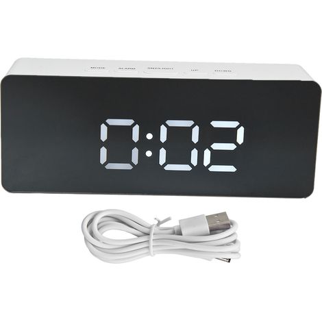 LED-Digitalwecker mit USB-Stromversorgung, 3 Beleuchtungsmodi, Celsius-/Fahrenheit-Anzeige, Schlummerfunktion, Weiß (1/5)