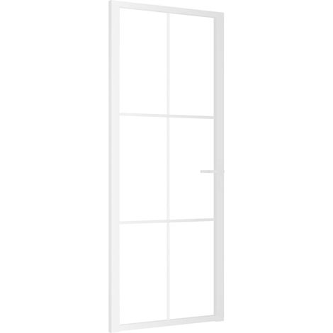 Porte intérieure 83x201,5 cm Blanc Verre ESG et aluminium (1/5)