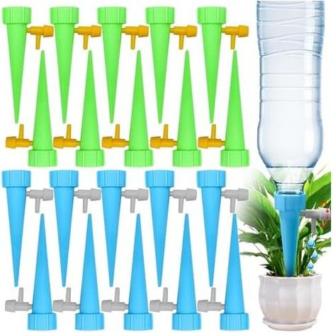Confezione da 20 bottiglie per irrigazione a goccia automatica da interno con valvole di regolazione per giardino e casa (20) (1/5)