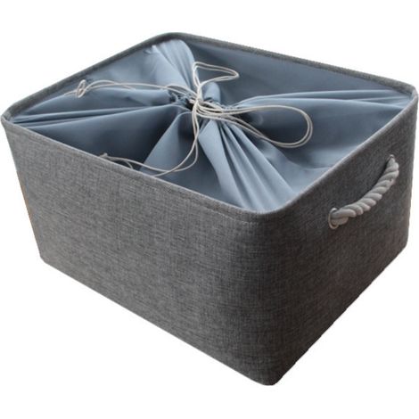 Boîte de rangement pliable en tissu gris avec poignées, capacité 39 L, 45 × 35 × 25 cm (1/5)