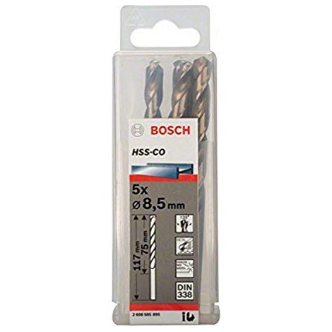 BOSCH SET PUNTE HSS-CO D. 8,5 MM / 117 MM METALLO (5 PZ) (1/4)