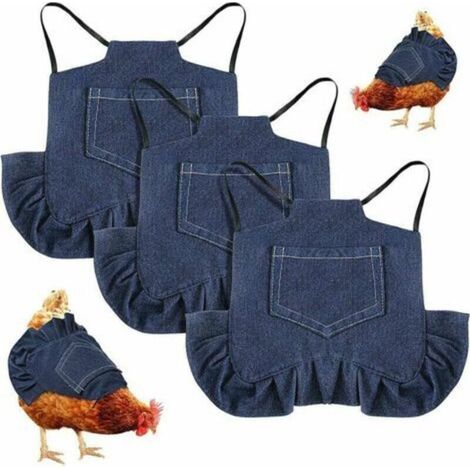 3 pièces Tablier poule, Sangle élastique, Denim protecteur, Dos et aile, Élevage volaille (1/5)