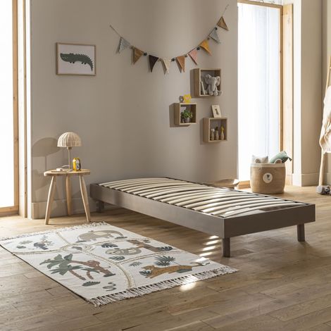 Sommier kit en bois massif taupe 90x190
