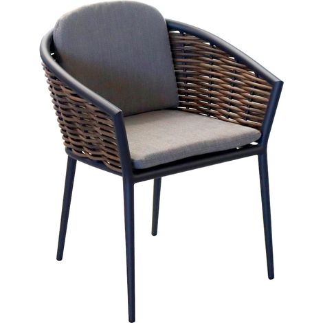 PROLOISIRS Fauteuil - MUSE - Graphite - Aluminium époxy / Wicker rond