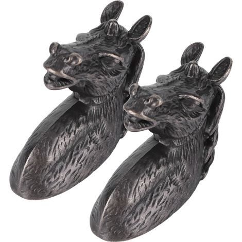 Lot de 2 poignées de porte et tiroir de placard modernes et élégantes, motif tête de cheval, noir et marron. (1/5)