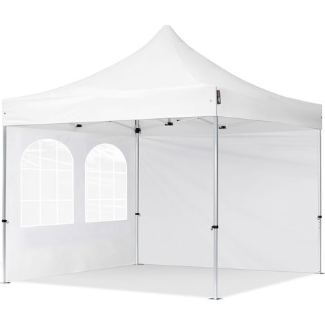 3x3 m Faltpavillon PROFESSIONAL Alu 40mm, Seitenteile mit Sprossenfenstern, weiß
