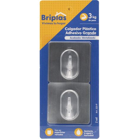 Colgador de cocina y baño adhesivo de plástico cromo 2 unidades