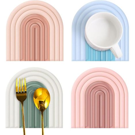 4 sous-verres antidérapants résistants à la chaleur arc-en-ciel-Fei Yu