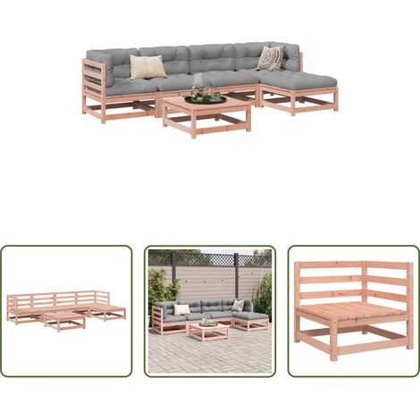 Canapé d'angle - Salon de jardin 6 pcs bois massif sapin de douglas (1/5)