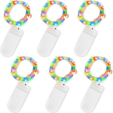 Guirlande lumineuse à piles, 20 LED, 2 m de fil de cuivre, micro-guirlande lumineuse, pour intérieur, extérieur, mariage, fête de Noël (multicolore, l (1/5)
