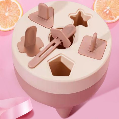 Lot tropical moule à glace 6 cavités avec couvercle, grand bac à glaçons en plastique, créatif DIY pour glace et sorbet, rose (1/5)