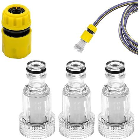 3pcs Water Filter, Transparent, Garden Fitting, Compatible Connector, High Pressure Washer, Garden (1/5)