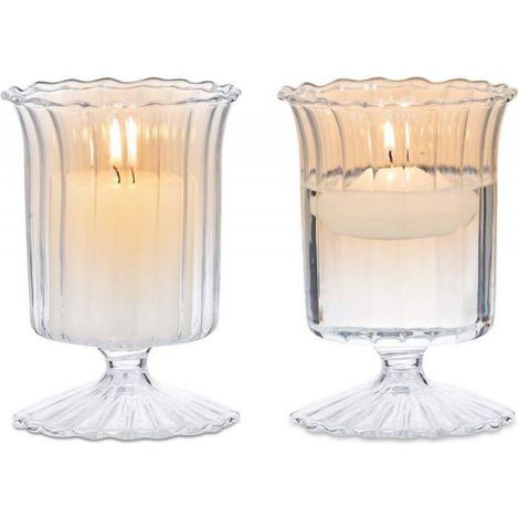 Bougeoir Verre - Hauteur 6 cm et 9 cm - Pour Bougie 3,5 à 5,5 cm - Décoration Intérieure - Lot de 2