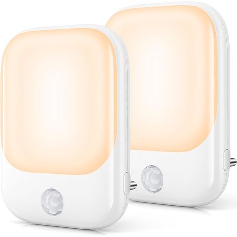 Veilleuses LED détecteur mouvement lot de 2, lampe nuit automatique rechargeable, éclairage doux couloir chambre bébé, veilleuse économie énergie (1/5)