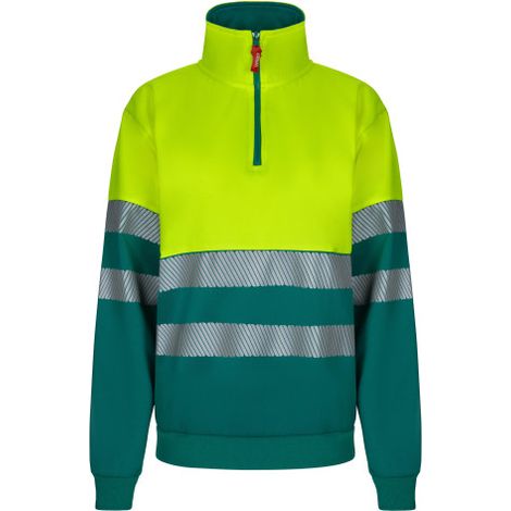 Sudadera bicolor de alta visibilidad con cremallera con cintas reflectantes RS 305703 VELILLA 4XL Verde / Amarillo flúor (1/3)