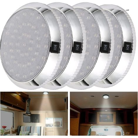 Confezione da 4 plafoniere a LED da 12V con 46 LED per camper, luci interne con interruttore, plafoniere da tetto (involucro galvanizzato) (1/5)