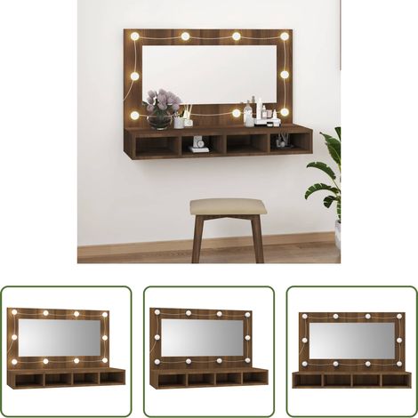 Miroir LED - Armoire à miroir avec LED Chêne marron 90x31,5x62 cm (1/5)