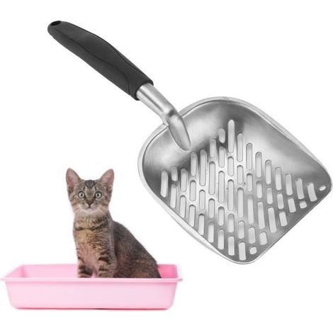 GXU Produits de compagnie Pelle à litière pour chat en alliage d'aluminium sergé pelle à sable pour litière pour anima 84530 (1/4)