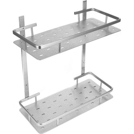 Étagère de salle de bain, porte-séchoir de douche adhésif en aluminium antirouille, panier de rangement de cuisine (1/5)