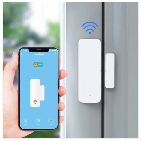BUNTHAUS Capteur de Porte Fenêtr Intelligent, Télécommande Low Energy Alarme Maison Compatible avec Alexa, Google Assistant, Convient aux Portes, Fenêtres et Armoires, la Maison,Office (1) (1/4)