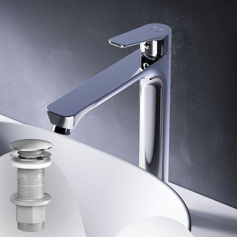 AM.PM Badarmatur Hoch Pop-Up Ablaufventil für Waschbecken Wasserhahn Bad Chrom Waschtischarmatur mit Ablaufgarnitur 1 1/4 Zoll Messing Ventil Ablauf (1/6)
