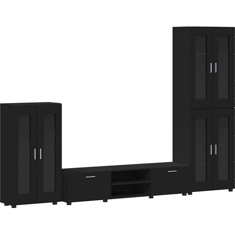 Conjunto de mueble de TV con cajón FLORIN 3 pcs Negro vidaXL