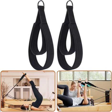 Accessoires - Sangles pour Reformer Pilates - Bande de Pilates - Bande de Pilates à double anneau - Sangles à double anneau en D - Boucles confortables pour les mains et les pieds - Convient (1/4)